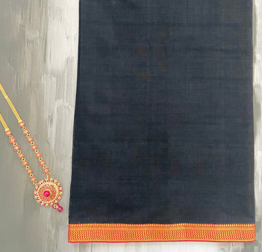 Mangalgiri Handwoven Cotton Saree | Black | Ships from California